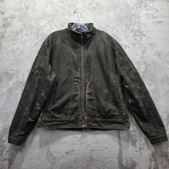 Kuhl Burr Jacket Mens XL Green Cotton Canvas Full Zip Outdoor Patina Dye Hiking - Picture 1 of 13